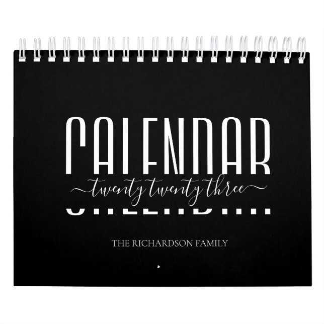 Calendario Minimalista Moderno Blanco y Negro 2023 (Tapa)