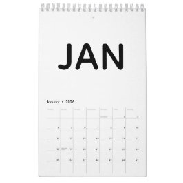 Calendario Minimalista moderno en negro y blanco 2026
