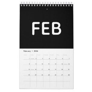 Calendario Minimalista Simple de Blanco y Negro