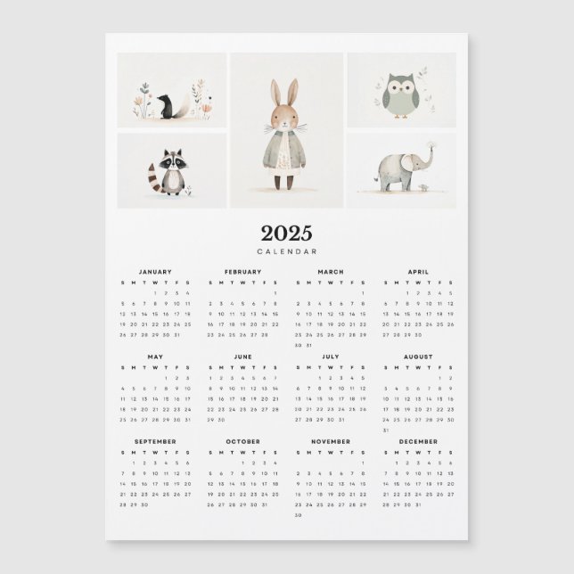 Calendario Mínimo del Magnet 2025 para el Boho Ani (Anverso)