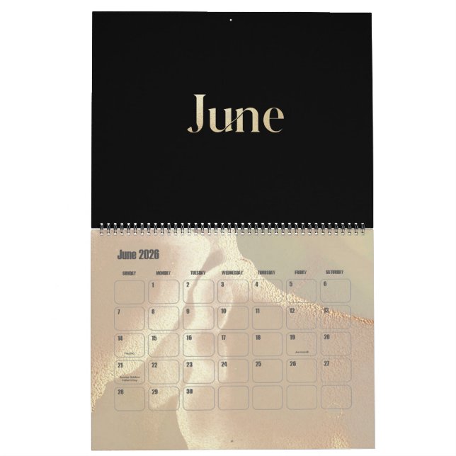 Calendario Moda Gold Shimmer moderna (Jun 2026)