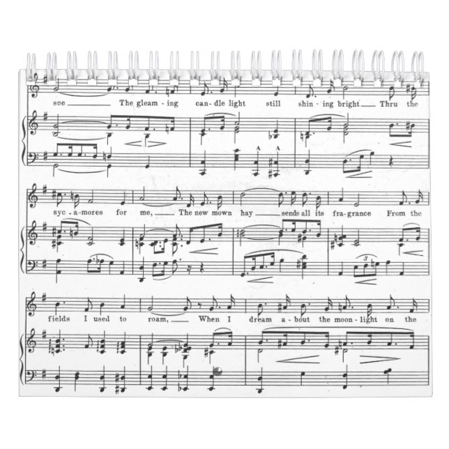 Calendario Modelo blanco y negro de la partitura (Tapa)