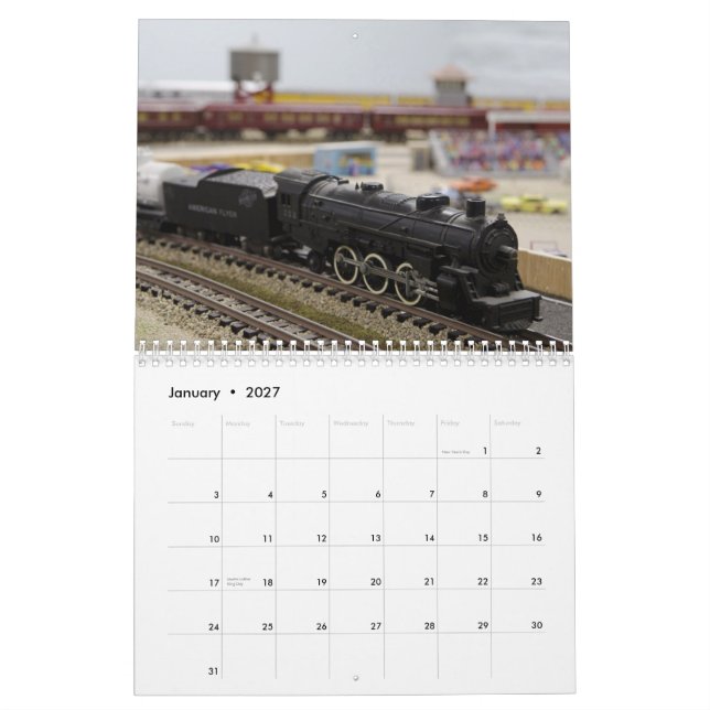 Calendario modelo del ferrocarril (Jan 2027)