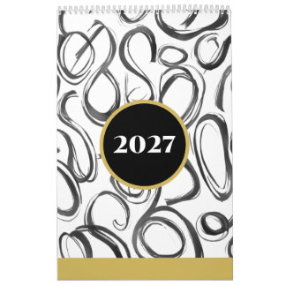 Calendario Modern Abstract Black Gold 2027 Wall Calendar