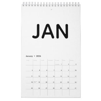 Calendario Modern Black and White Minimalist 2026