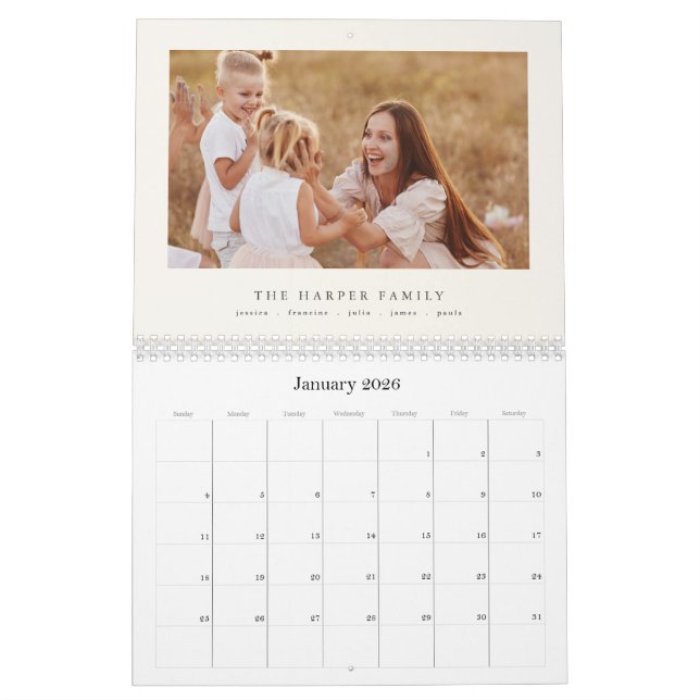 Calendario Modern Custom Family Name Photo Calendar 2026 (Jan 2026)