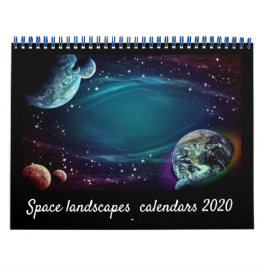 Calendario Modern Elegant Script Space Landscape 2021 Calen