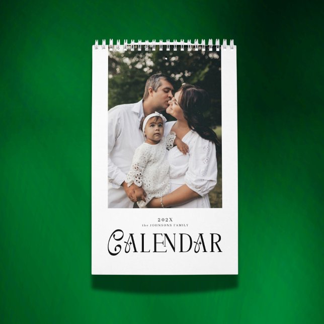 Calendario Modern Minimal Chic Typography Custom Family Photo (Subido por el creador)