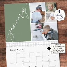 Modern Minimal Green 4 Photos Per Month