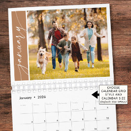 Calendario Modern Minimal Terracotta One Photo Family