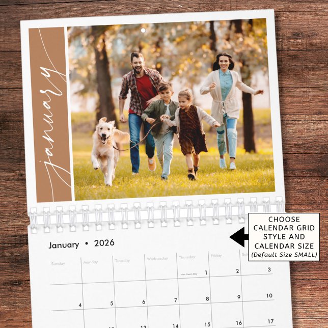 Calendario Modern Minimal Terracotta One Photo Family (Subido por el creador)