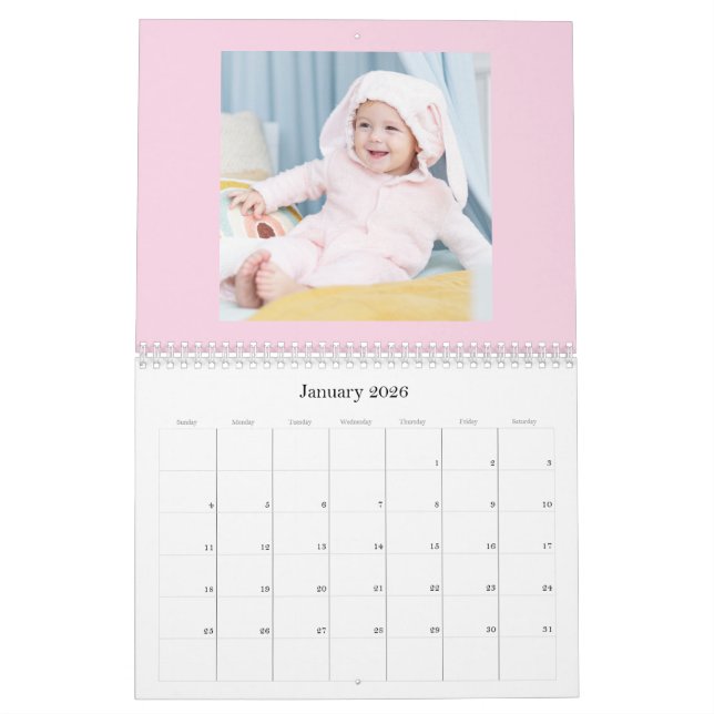 Calendario Modern Pink Baby Girl Family Photo Calendar 2026 (Jan 2026)
