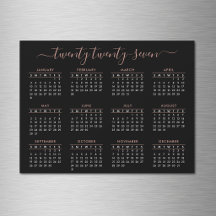 Calendario Modern Script Black Rose Gold 2027