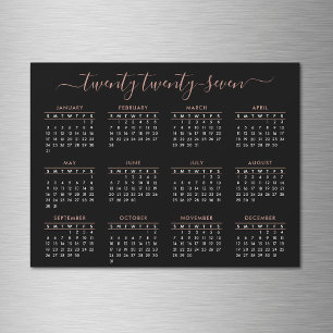 Calendario Modern Script Black Rose Gold 2027
