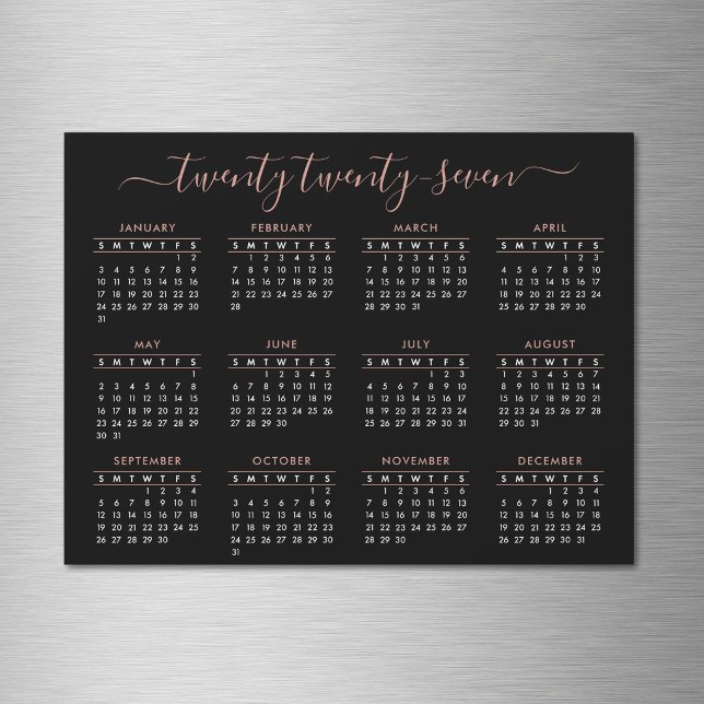 Calendario Modern Script Black Rose Gold 2027 (Subido por el creador)