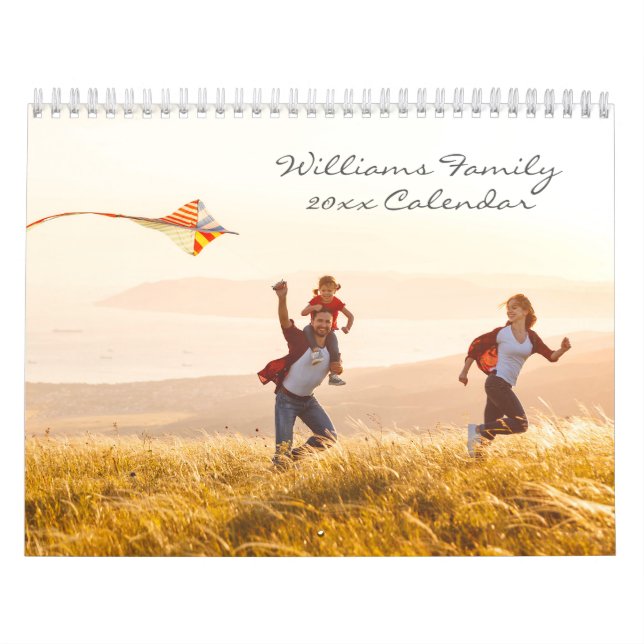 Calendario Modern Script Familia Personalizado Simple Foto 20 (Tapa)