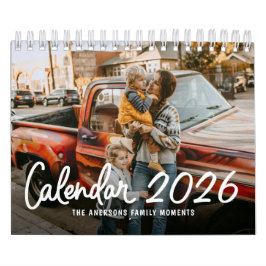 Calendario Modern Stylish Trendy Script Family Photo Monthly