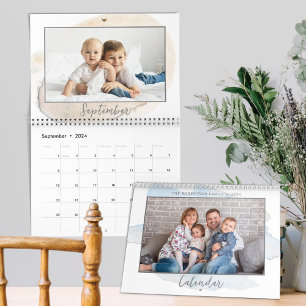 Calendario Modern Watercolor Splash Family Photo 2024