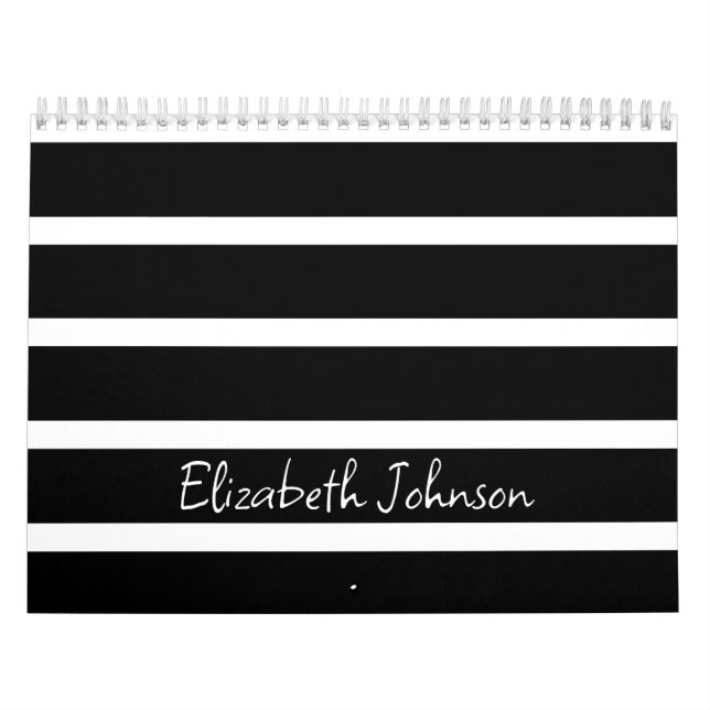 Calendario Moderna franja blanca y negra personalizada (Tapa)