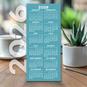 Calendario - Moderna Tarjeta blanca azul de altura