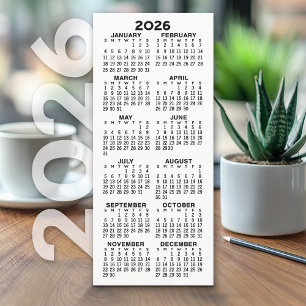 Calendario - Moderna Tarjeta blanca de color negro