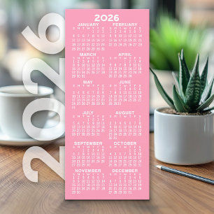 Calendario - Moderna Tarjeta blanca de color rosa-