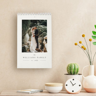 Calendario Moderna y elegante foto de la boda de recién casad