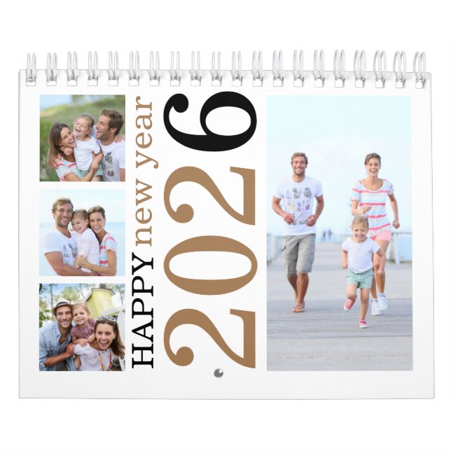 Calendario Modernas 17 fotos familiares Feliz Año Nuevo 2026 (Tapa)