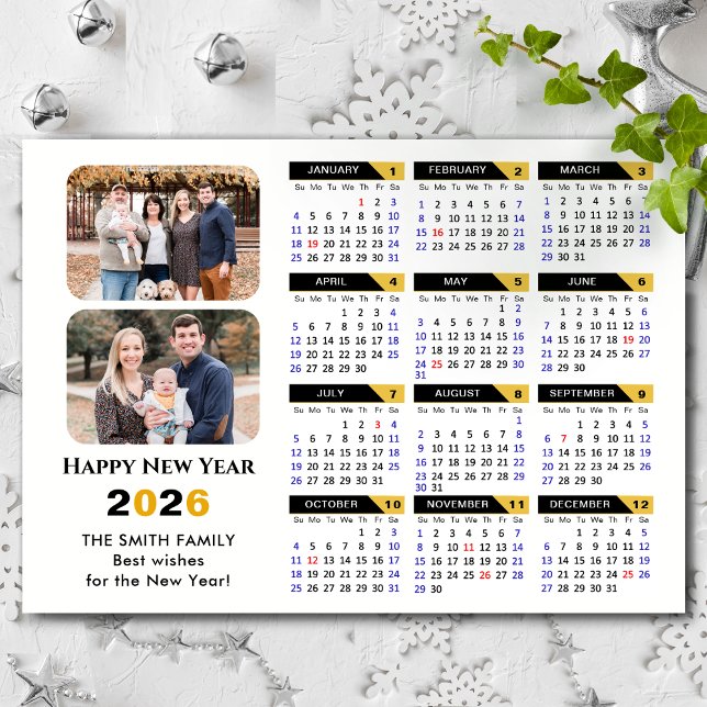 Calendario moderno 2026 2 Foto Magnético de oro ne (Subido por el creador)