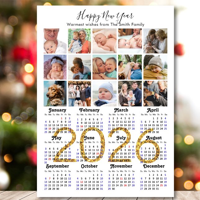 Calendario moderno 2026 Guión dorado 15 Foto Magné (Subido por el creador)