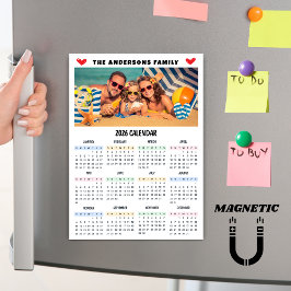 Calendario moderno 2026 Imán de colaje de fotos pe