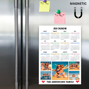 Calendario moderno 2026 Imán de colaje de fotos pe