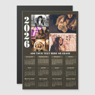 Calendario Moderno 2026 Tarjeta de Iman con Collag