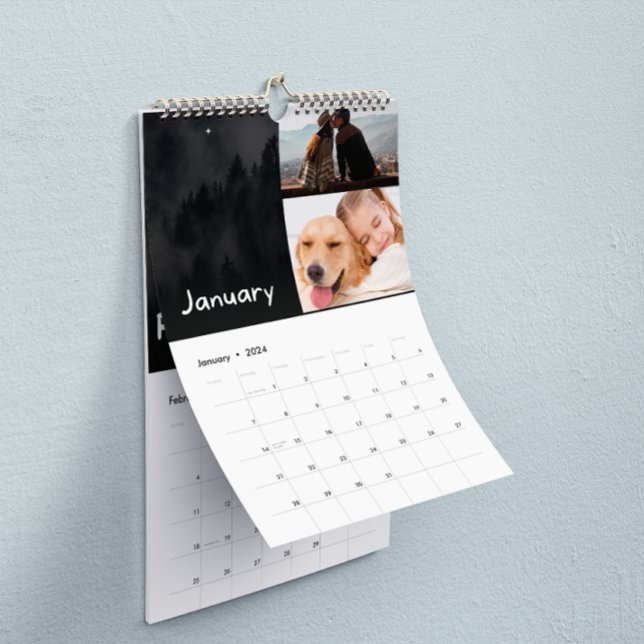 Calendario Moderno Blanco Y Negro 2 Foto 2024 (Black And White Modern 2 Photo 2024 Calendar)