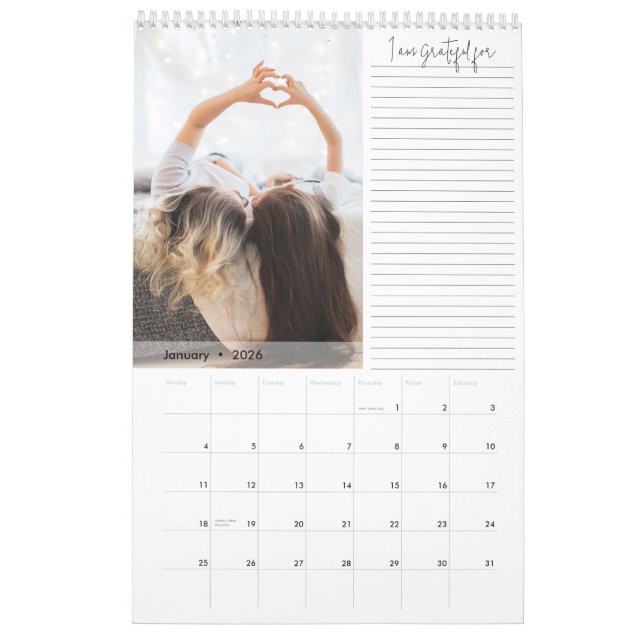 Calendario moderno de fotos de gratitud (Jan 2026)