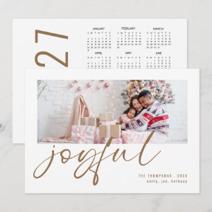 Calendario moderno de fotos de Navidad alegre dora