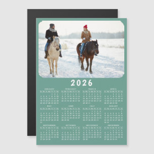 Calendario moderno de fotos magnéticas 2026 Verde 