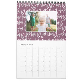 Calendario moderno de guiones de foto para plumas 