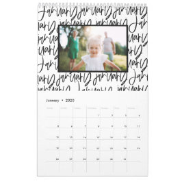 Calendario moderno de guiones de foto para plumas 