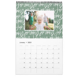 Calendario moderno de guiones de foto para plumas 