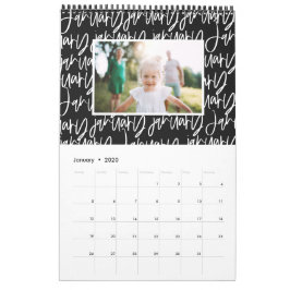 Calendario moderno de guiones de foto para plumas 