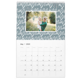 Calendario moderno de guiones de foto para plumas 