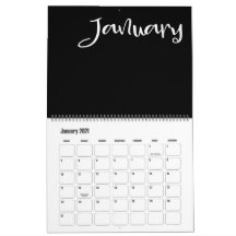 Calendario moderno en blanco y negro