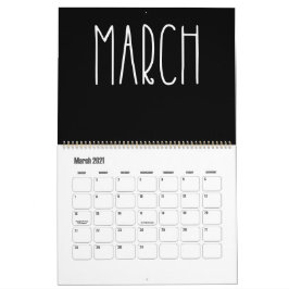 Calendario moderno en blanco y negro