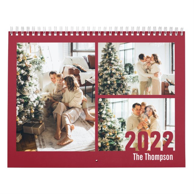 Calendario Moderno Personalizado de Borgoña crea su propia fo (Tapa)