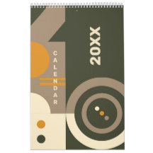 Calendario moderno retro de tonos terrestres geomé
