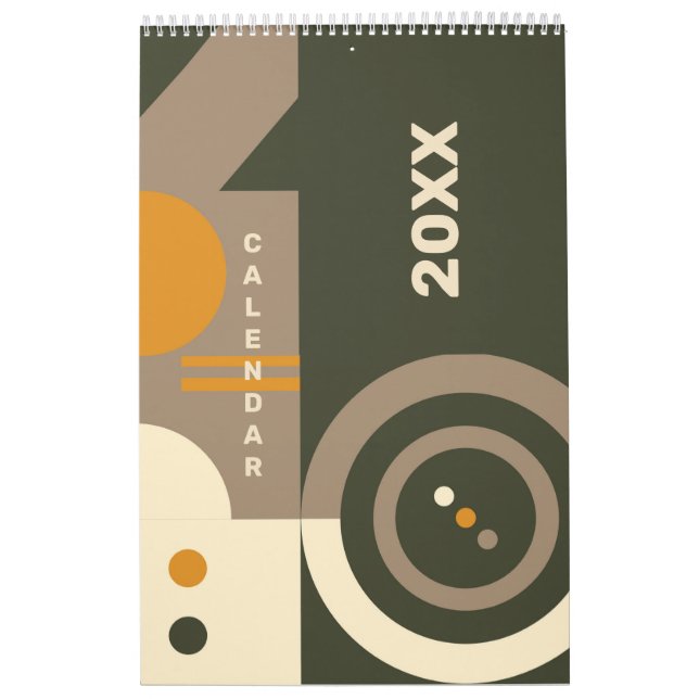 Calendario moderno retro de tonos terrestres geomé (Tapa)
