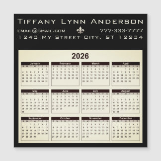 Calendario moderno simple negro y marfil-beige
