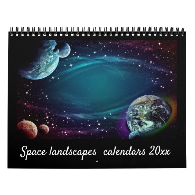 Calendario Moderno y elegante paisaje del espacio de guiones  (Tapa)