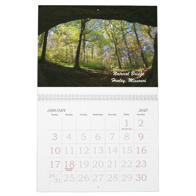 Calendario Momentos en Missouri (Jan 2027)